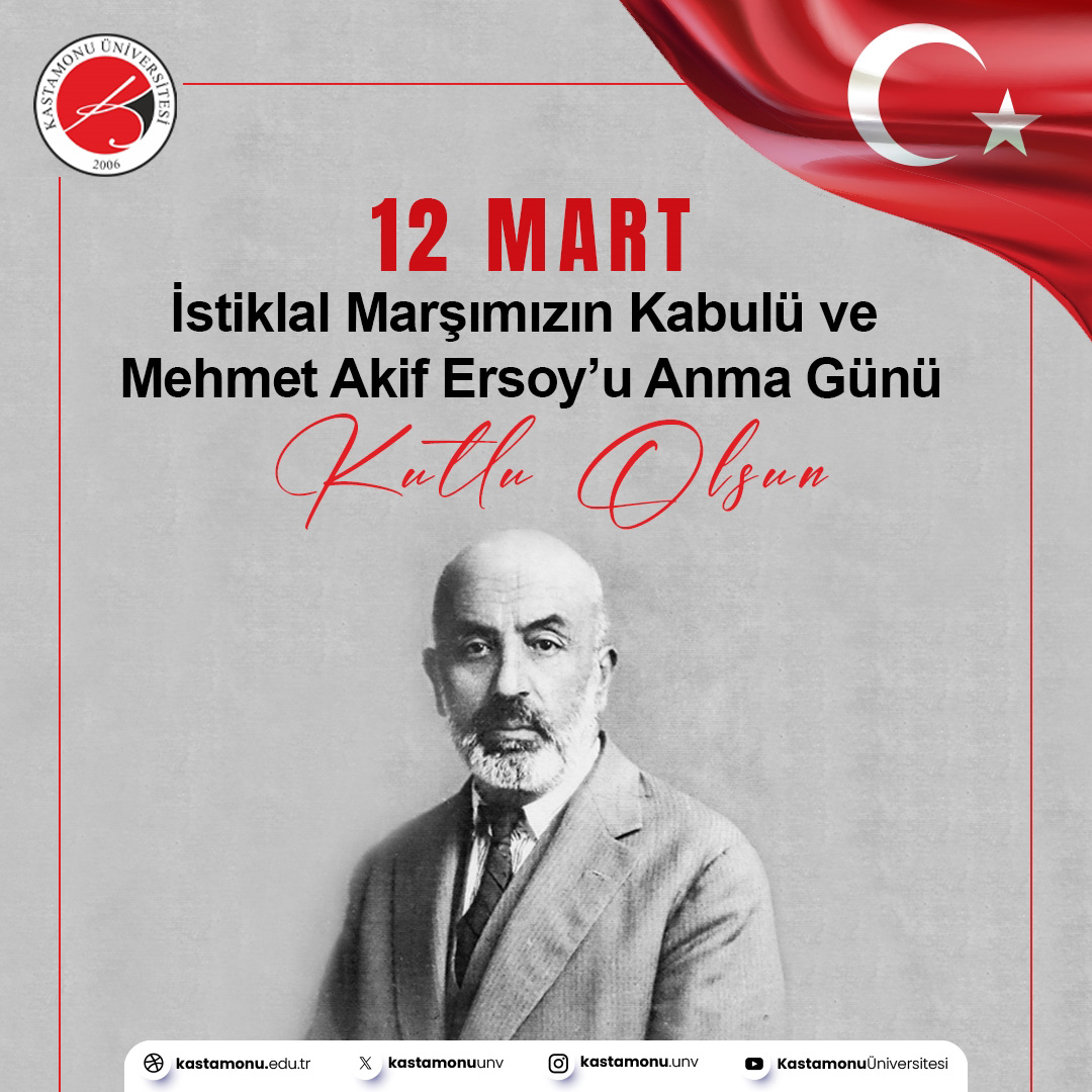 İstiklal Marşımızın kabulünün 104'üncü yılı kutlu olsun. 

Milli Şairimiz Mehmet Akif Ersoy'u ve Milli Mücadelemizin bütün kahramanlarını rahmet ve minnetle anıyoruz. 🇹🇷