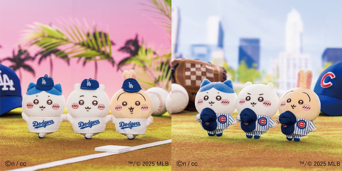 ちいかわ MLB マスコット ドジャース×カブス フェイスタオル 2枚セット ちいかわ MLB フェイスタオル ドジャース カブス 2種セット