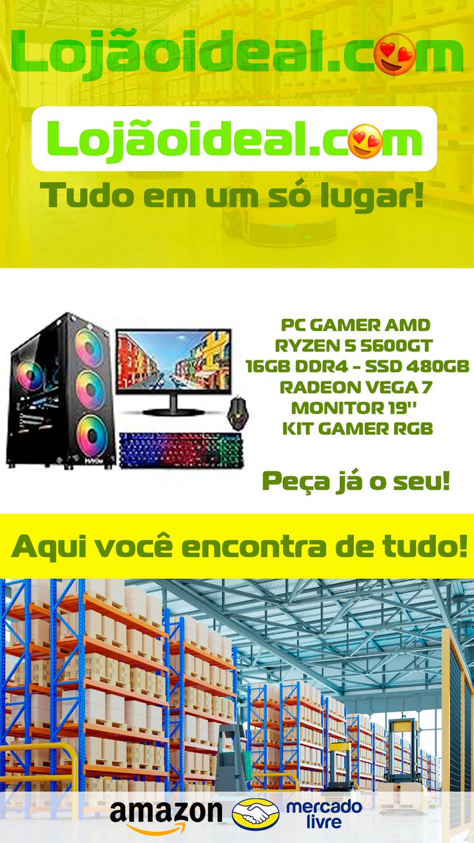 EditorMarcio's tweet image. Clique no Link, e peça o seu agora!
amzn.to/3DvSGsT
PC GAMER AMD RYZEN 5 5600GT - 16GB DDR4 - SSD 480GB - RADEON VEGA 7 - MONITOR 19'' - KIT GAMER RGB