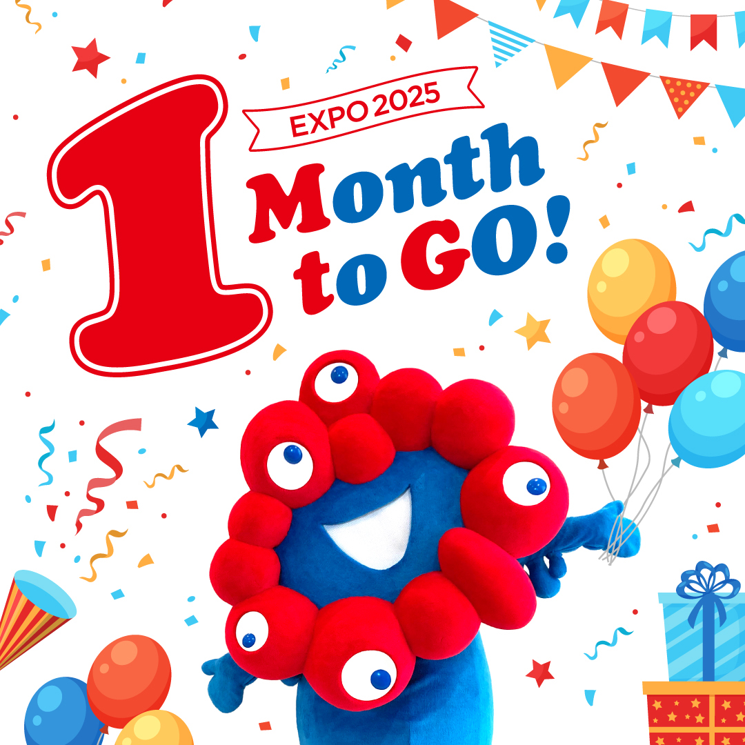 ㊗️🔵1 Month to Go！🔵㊗️
本日で #大阪関西万博 開幕まであと１か月となりました🎉🎊
 
55年ぶりに大阪に万博が帰ってきます😆
ワクワク・ドキドキの体験はもうすぐです❣️
 
「🎉」をコメントしてミャクミャクといっしょにお祝いしよう✨️👏

#1MonthtoGo #EXPO2025
