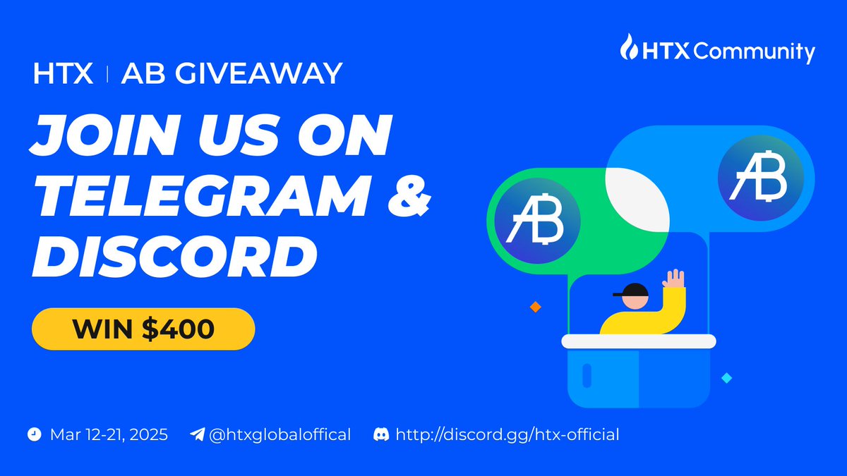 #HTX x $AB Giveaway 🎁
Join and follow us for a chance to win awesome prizes! 

✅ Follow <a href="/HTXCommunity/">HTX Community</a> <a href="/ABDAO_Global/">AB DAO</a> 
🔁 RT+tag 3
🚀 Join Telegram: t.me/htxglobaloffic…
🎮 Join Discord: discord.gg/htx-official

More details: forms.gle/uRf8brqDReoqSM…