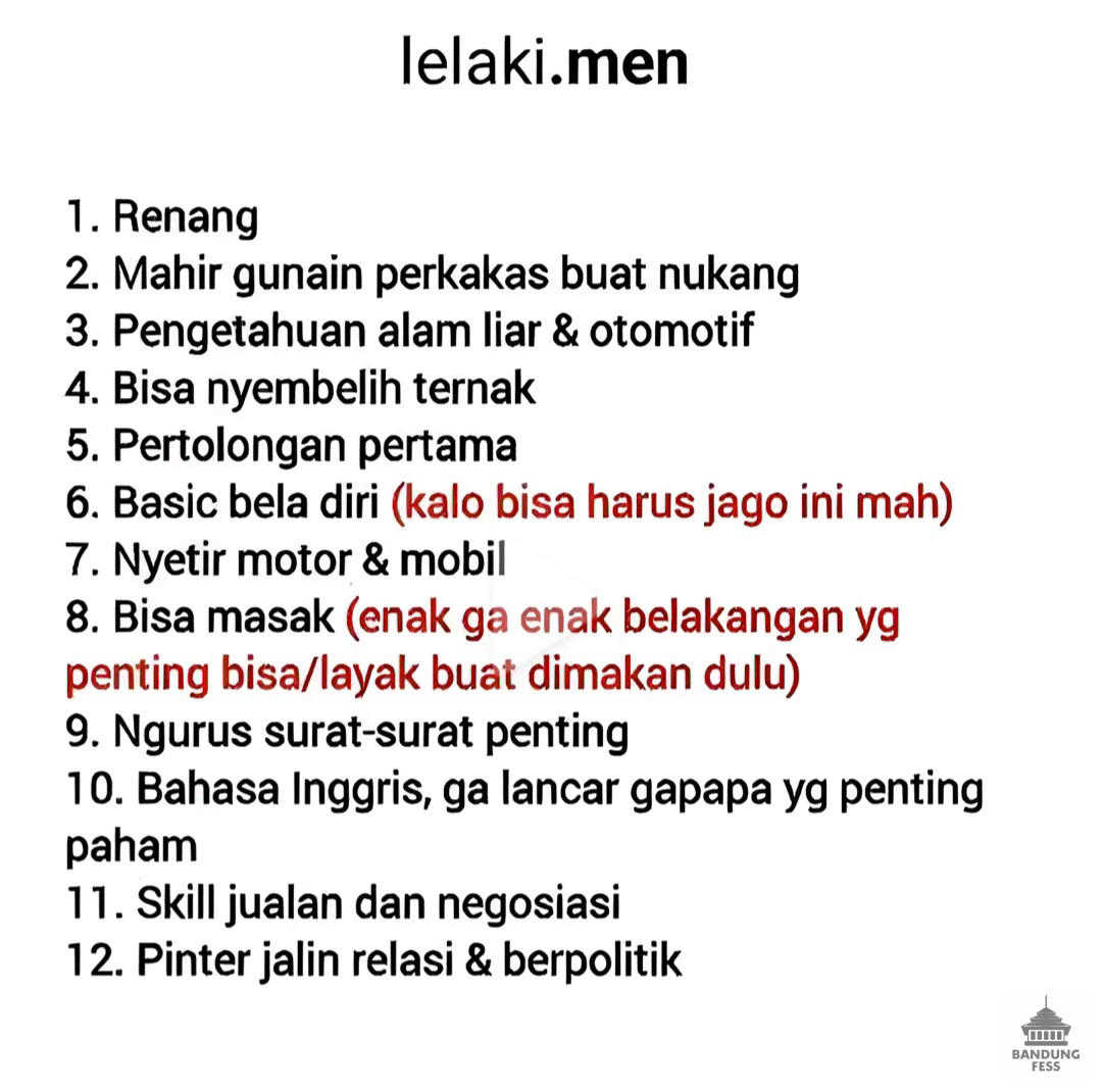 12 skill dasar laki-laki euy