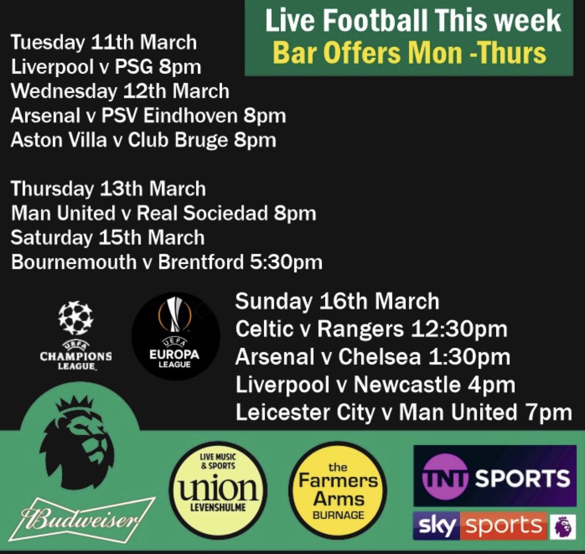 #Footie this week #pints from £3