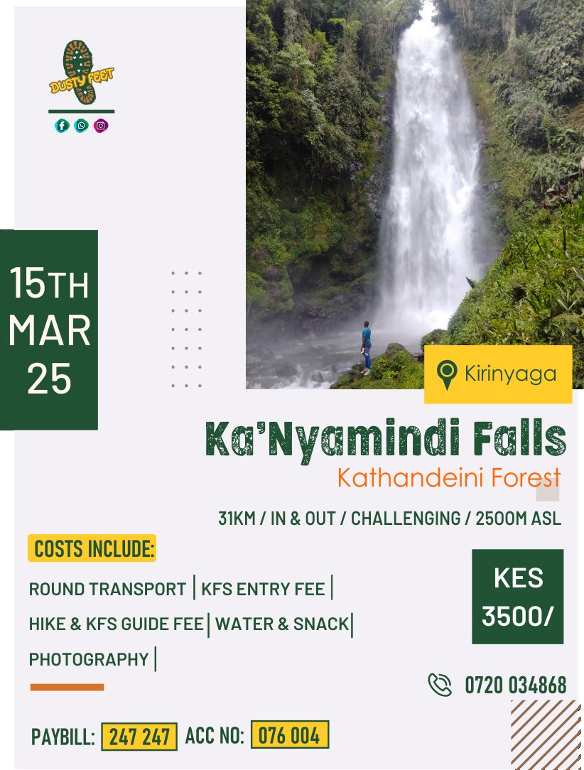 thedustyfellow's tweet image. Calling all adventurers!
We're hiking to this breathtaking waterfall in Kathandeini Forest this Saturday. Join us!
Experience the beauty of nature
#naturelovers #waterfall #forestbathing #hikingtrails #dustyfellows