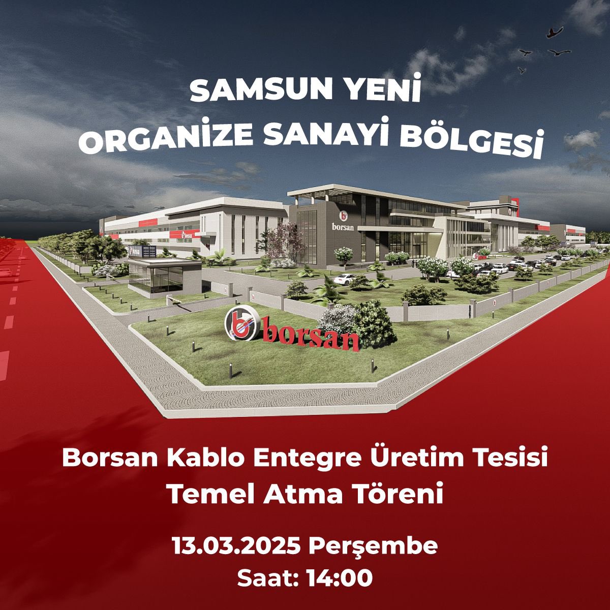 BorsanCable's tweet photo. Borsan’dan Samsun’a dev yatırım! 🚀

Tüm etapları tamamlandığ��nda 120.000 m² üretim alanı ve 8.000 m² yönetim/ARGE birimleri ile toplam 150.000 m² alana inşa edilecek Borsan Kablo Entegre Üretim Tesisi, ilave 400 kişiye istihdam sağlayacak.

Geleceği birlikte inşa ediyoruz ✨ https://t.co/Qnw8RbvM2i