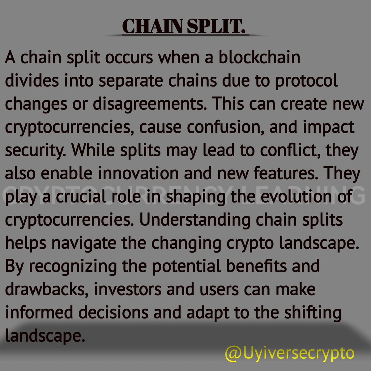 Uyiversecrypto's tweet photo. #CRYPTO #CryptoCommunity #ChainSplit #cryptocurrency #Innovation https://t.co/JBwOZ2TWw3