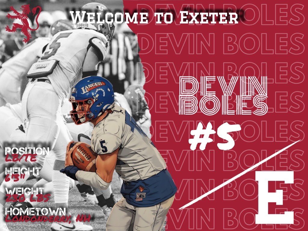 Devin Boles (@devin_boles) on Twitter photo I'm excited to announce that I will be reclassifying to the Class of 2026 at Phillips Exeter Academy! Huge thanks to my family, friends, coaches, and teachers that have been there for me. Can't wait for this next chapter!
<a href="/CoachV1781/">Coach Voulgaris</a> <a href="/Lancer_Power/">Michelle Hart-Miller ATC, NHLAT, CSCS</a> <a href="/PactPerformance/">Pact Performance</a> <a href="/JimmyLauzon1/">Jimmy Lauzon</a> I'm excited to announce that I will be reclassifying to the Class of 2026 at Phillips Exeter Academy! Huge thanks to my family, friends, coaches, and teachers that have been there for me. Can't wait for this next chapter!
<a href="/CoachV1781/">Coach Voulgaris</a> <a href="/Lancer_Power/">Michelle Hart-Miller ATC, NHLAT, CSCS</a> <a href="/PactPerformance/">Pact Performance</a> <a href="/JimmyLauzon1/">Jimmy Lauzon</a>