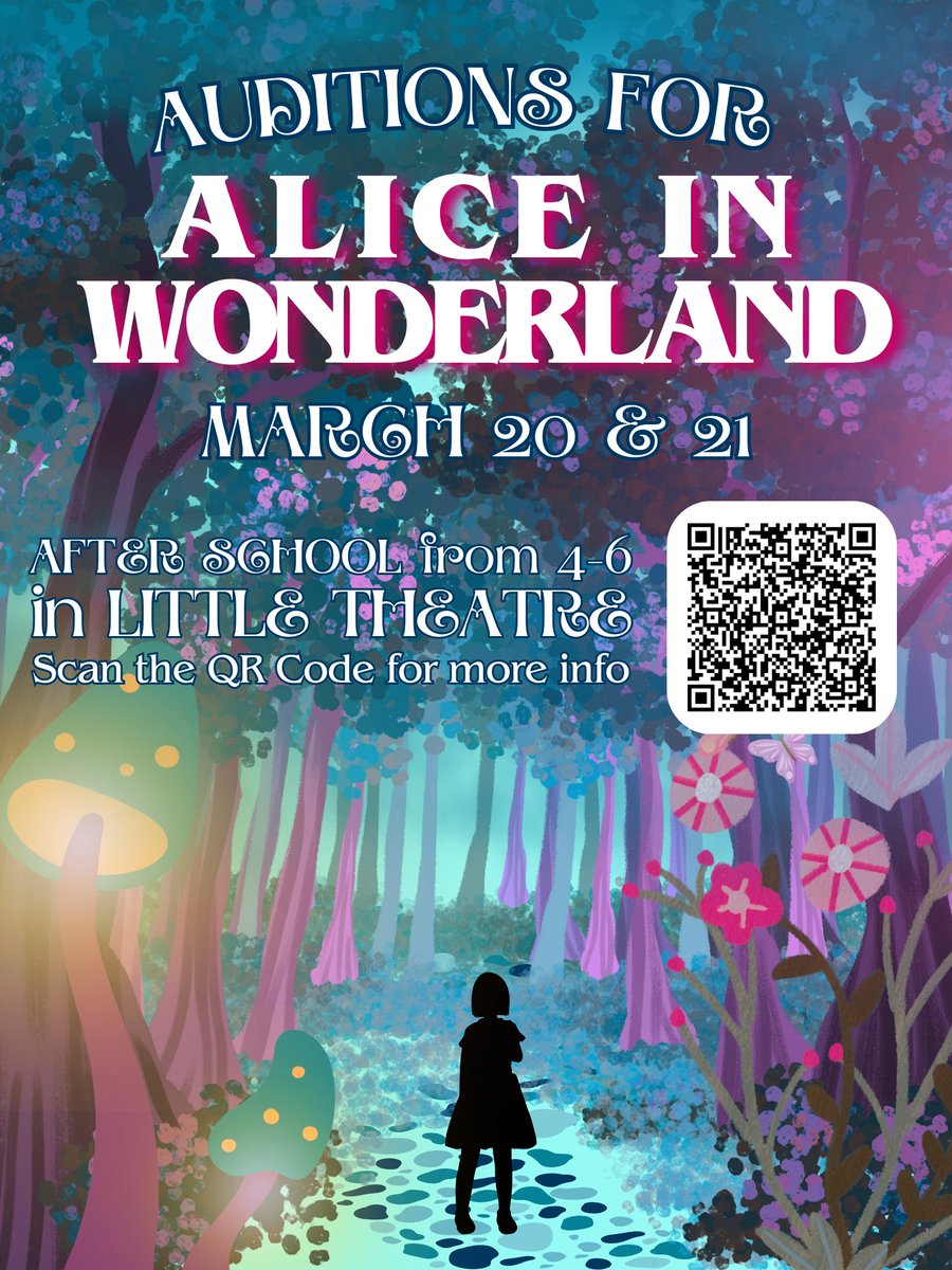 The LHS Theatre Department is holding auditions for the play Alice in Wonderland which will be produced in the spring of 2026. Scan the QR code on the flyers for more information. #haiLtothee25 #LexingtonOne