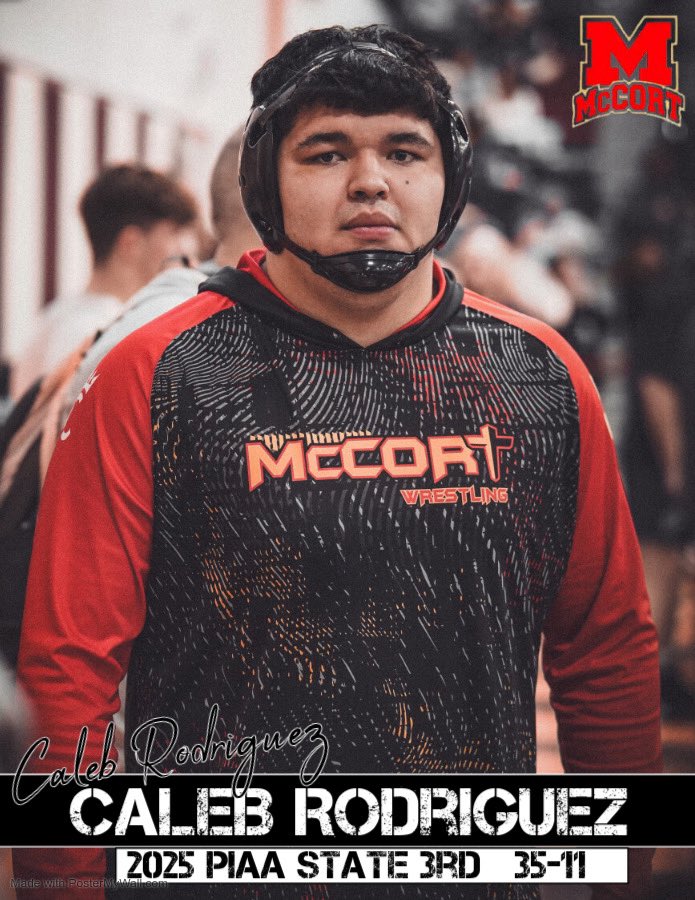 Congrats to Junior, Caleb Rodriguez! State Third! Caleb finished with a 35-11 record in arguably one of the toughest schedules in the country. He had 19 pins on the season.  He beat many D1 Recruits this season and currently uncommited. He is definitely going to be a good D1 HWT!