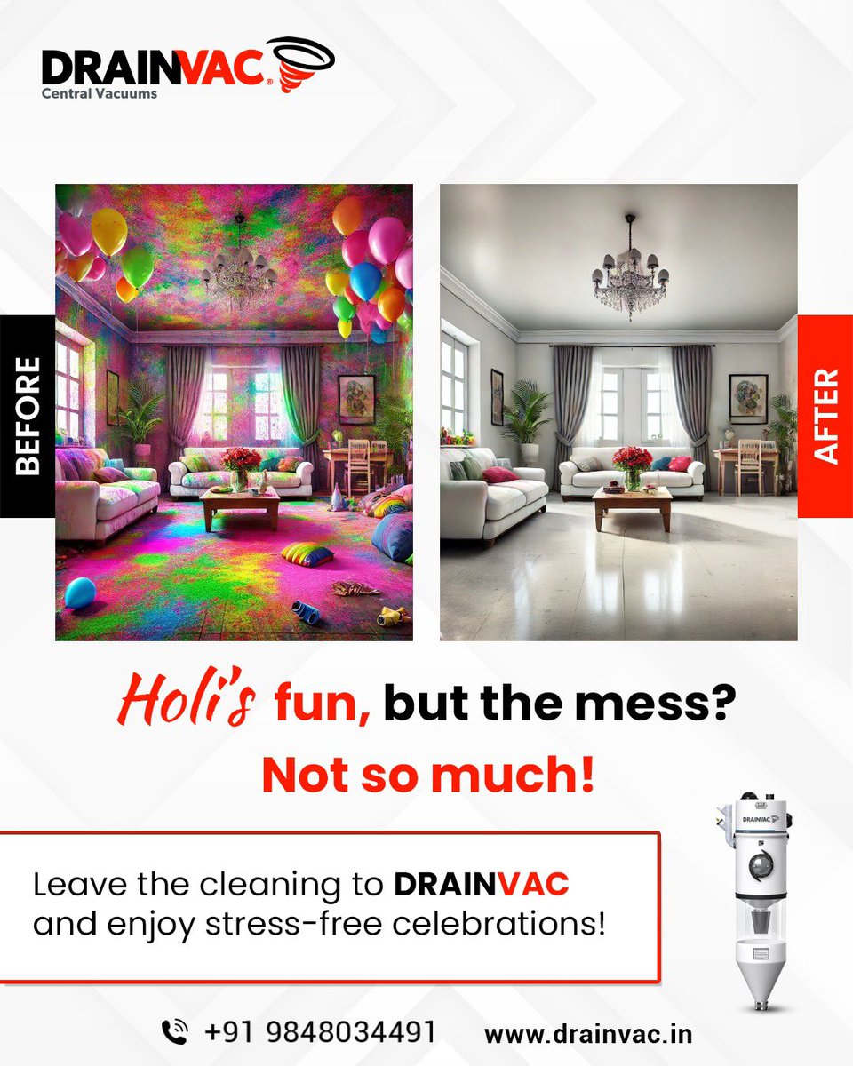 cleairvm's tweet image. Holi celebrations bring colors, joy, and unforgettable moments – but what about the post-festival cleanup? 🌈😨 Enjoy the festival to the fullest and leave the cleaning to Drainvac! 🎊

#powerfulcleaning #dustfreehome #afterpartycleanup #healthyhome #deepcleaning #vacuumsolutions