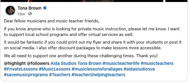 tonacity's tweet photo. Let’s work together music teachers around the world.  Our students needs us! #musicteachers 
#musiclessons #privatelessons #tonabrown #studentsoftonabrown #students #musicprograms https://t.co/lrnQuBRCYp