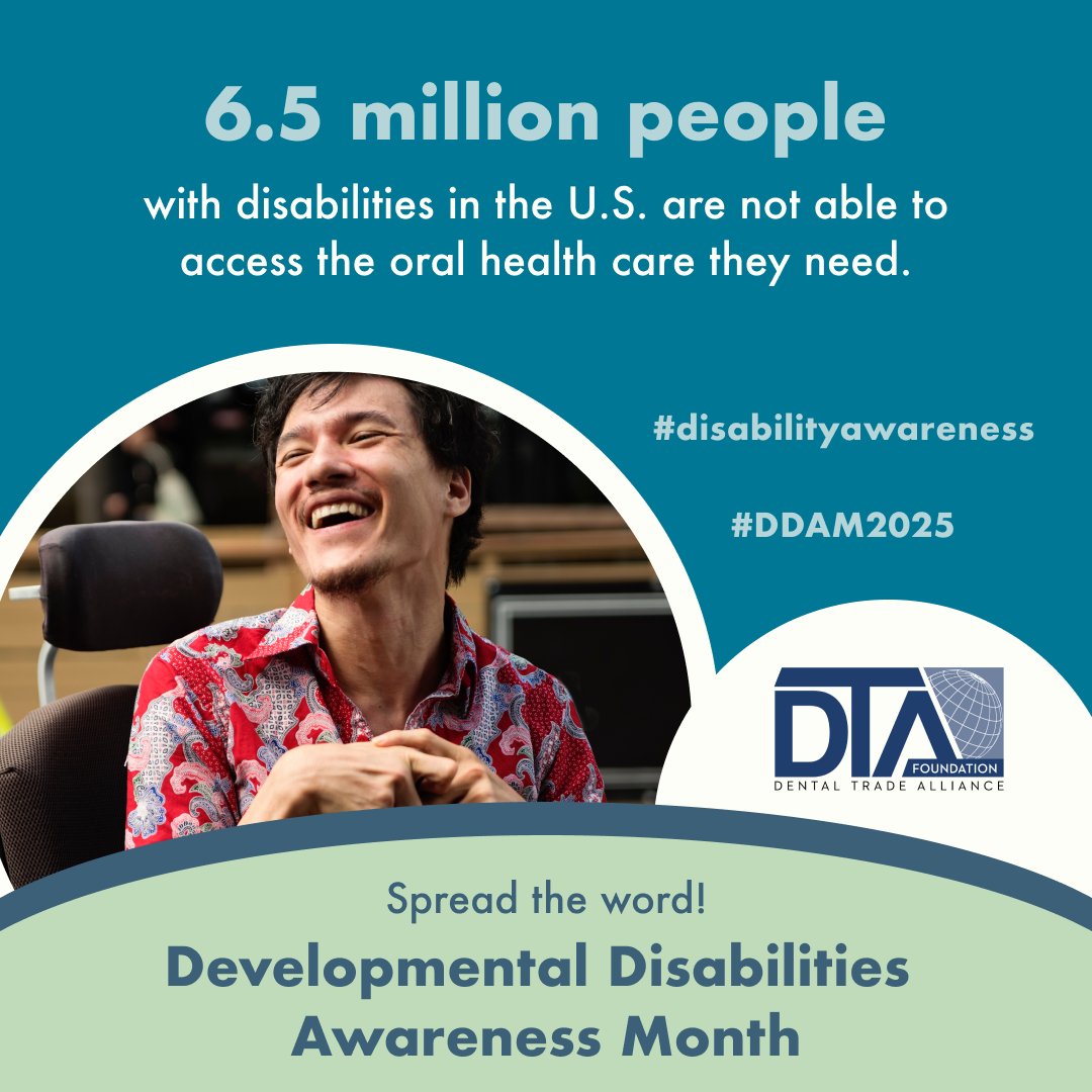 Millions of people with developmental disabilities struggle to access dental care. This #DDAM2025, let’s work toward a future where oral healthcare is truly accessible for all. Download some sample social media posts here: bit.ly/3XgRn7N