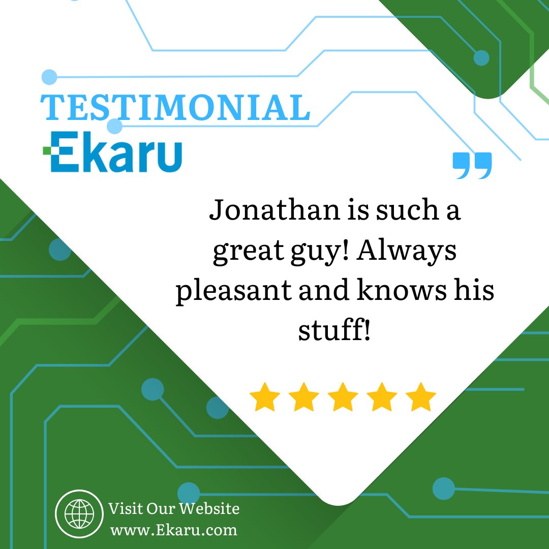 Nothing makes us smile more than hearing from happy clients. Your words of appreciation inspire us to keep growing and improving!

#EkaruTeam #EkaruTestimonials #PositiveFeedback #ClientTestimonials #CyberSecurity