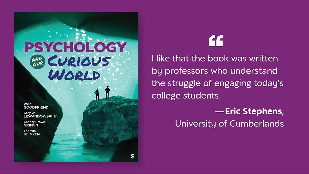 SagePsychology's tweet image. "Psychology and Our Curious World" invites students to ask questions & make evidence-informed decisions to better understand their unique world and that of others.
Learn more: ow.ly/eRKj50VghKZ