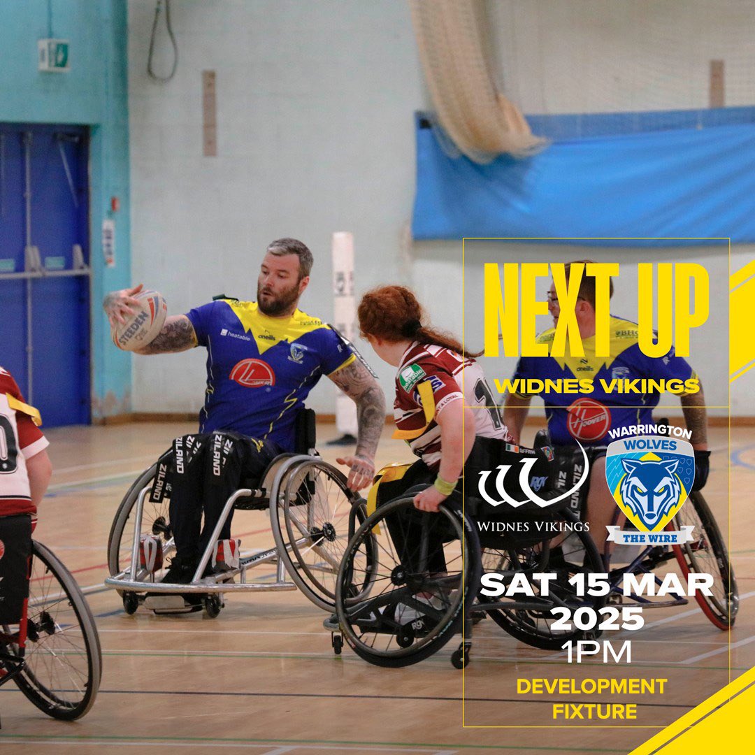 Heading to Widnes 🏉
Join our Wheelchair team as they head to Widnes prior to the Men's kick off for a development friendly.

Where?
Ormiston Chadwick Academy (WA8 7HU)

When?
This Saturday. KO 1pm

Free admission 💰

#wheelchairrugbyleague