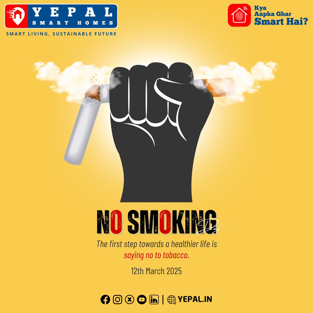 yepal_in's tweet photo. 🚭Kick the cigarette,don’t get kicked by life!💨
#NoSmokingDay #saynototobacco 
#yepalsmarthomes #yepalhomes #credai #NAREDCO #mccia  #credaipunemetro #sustainablehomes  #Redevelopment  #Maharera #rera #land #CREDAINational  #CII #mbvs #smarthomes #pune #realestate #housing #pune https://t.co/Up0VwCf7z9