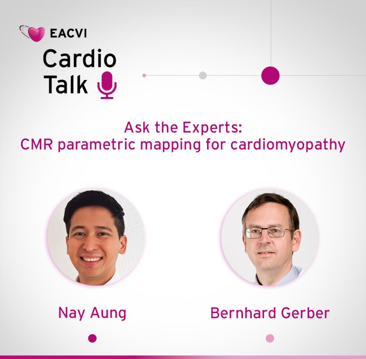EACVI President (@eacvipresident) on Twitter photo Listen to the latest #EACVI CardioTalk Podcast 🎧
Ask the Experts: #whyCMR parametric mapping for cardiomyopathy
Listen to this new episode of #EACVI Cardio Talk and learn from Professor <a href="/bernhard_gerber/">Bernhard Gerber</a> <a href="/EHJCVIEiC/">EHJCVI Editor-in-Chief</a> about "How to evaluate cardiomyopathies by #whyCMR parametric Listen to the latest #EACVI CardioTalk Podcast 🎧
Ask the Experts: #whyCMR parametric mapping for cardiomyopathy
Listen to this new episode of #EACVI Cardio Talk and learn from Professor <a href="/bernhard_gerber/">Bernhard Gerber</a> <a href="/EHJCVIEiC/">EHJCVI Editor-in-Chief</a> about "How to evaluate cardiomyopathies by #whyCMR parametric