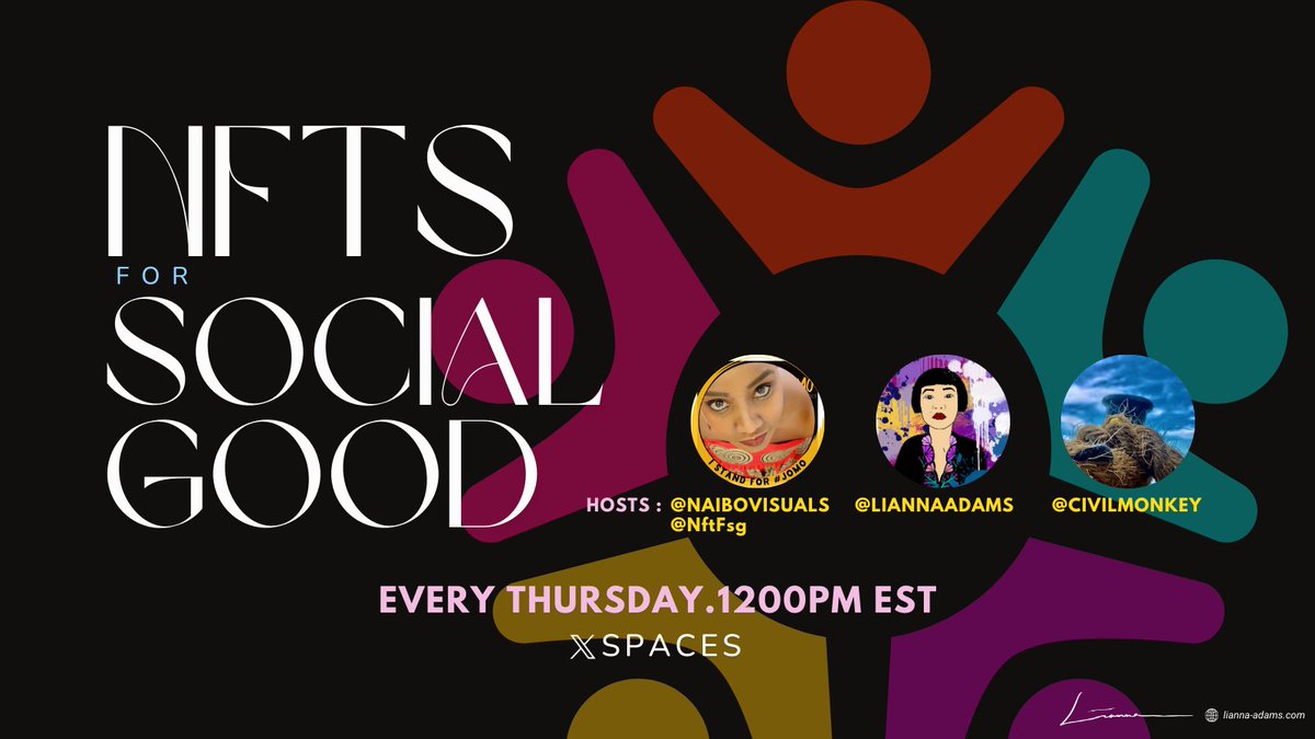 Lianna-Adams.eth|tez ✨ humanity-first culture (@liannaadams) on Twitter photo Join us tomorrow to share your social impact project at
▪️NFTs 4 Social Good ▪️<a href="/NftFsg/">NFTs for Social Good - Spaces: Thursdays 12pm EST</a>
Together w/ <a href="/NaiboVisuals/">✨MAY✨</a> <a href="/civilmonkey/">civil 🍄 regen tings 💚 🫂ChangeCode💭</a> Join us tomorrow to share your social impact project at
▪️NFTs 4 Social Good ▪️<a href="/NftFsg/">NFTs for Social Good - Spaces: Thursdays 12pm EST</a>
Together w/ <a href="/NaiboVisuals/">✨MAY✨</a> <a href="/civilmonkey/">civil 🍄 regen tings 💚 🫂ChangeCode💭</a>