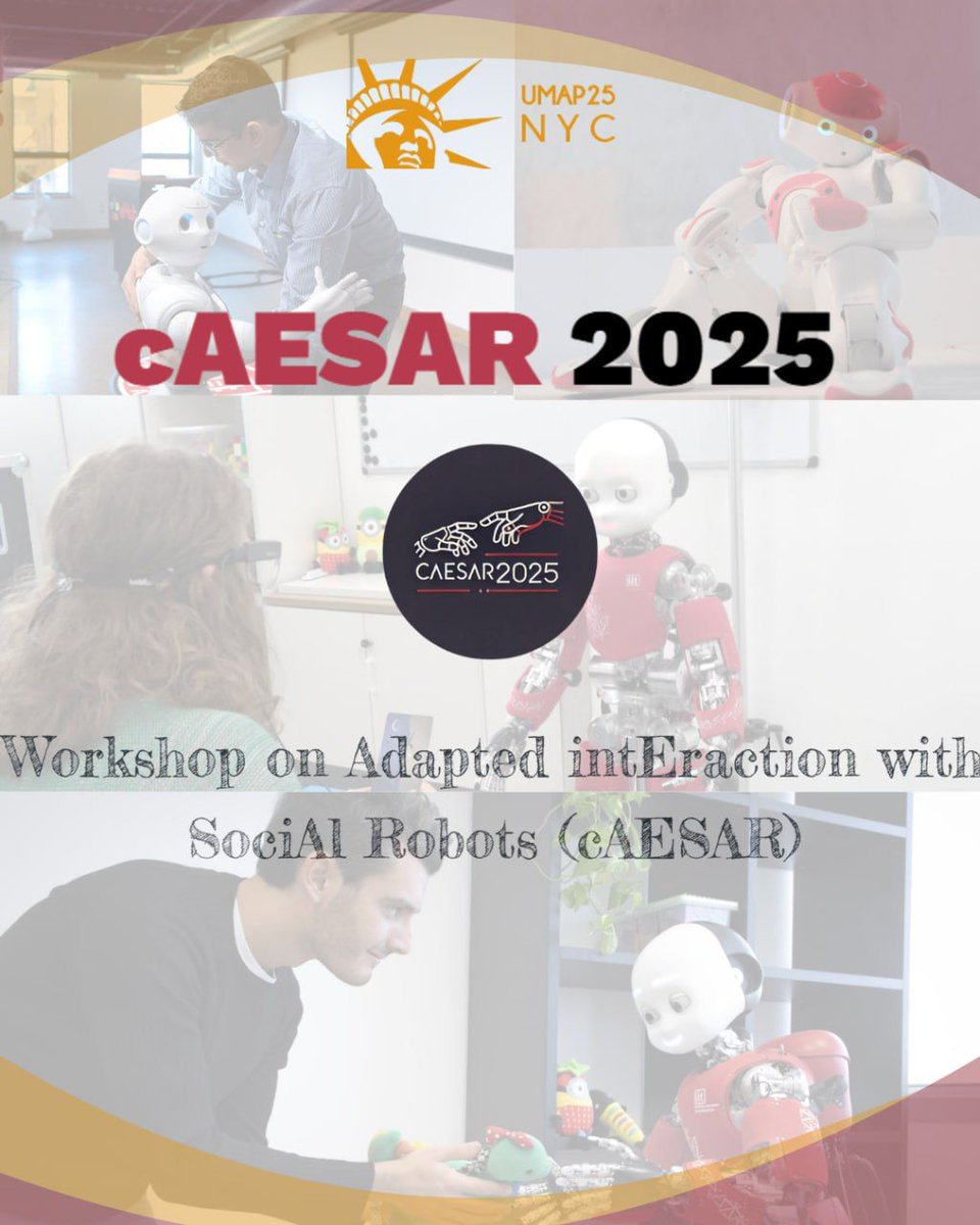 RBCS_CONTACT's tweet image. Upcoming workshop! 🧰
From our collaboration with #AirLab @unito, @PriscaLab @UninaIT and @unibait emerges the 6th ed. of the *cAESAR* workshop on Social Robotics and Adaptive Interaction, at @UMAPconf in NYC 🇺🇸!
📅 CfP open until April 9th!
🔗 caesar2025.di.unito.it/index.html
@IITalk