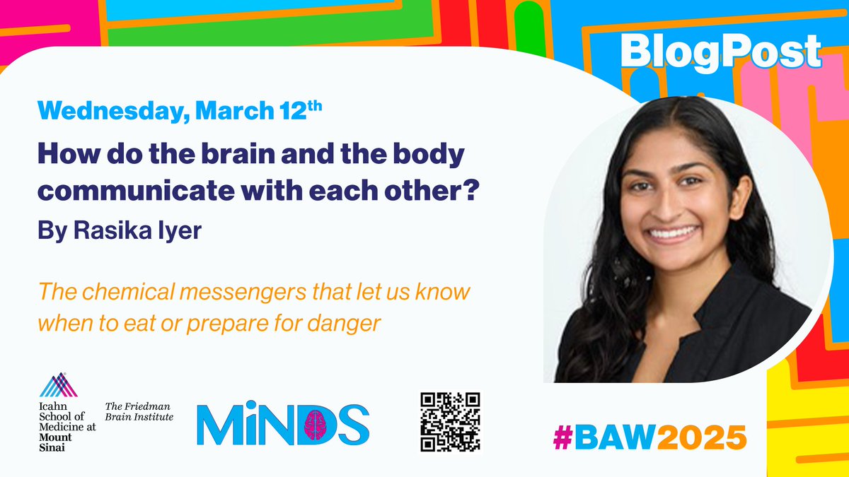 How do the brain &amp; body communicate w/ each other?  Our thoughts &amp; emotions often feel in sync w/ physical sensations in our bodies. Why? Find out, CHECK OUT <a href="/RasikaIyer22/">Rasika Iyer</a>'s blog, dropped by MiNDS <a href="/SinaiNeuro/">MiNDS</a> this morning! #BrainAwarenessWeek #BrainWeek💓 mindatsinai.com/blog/hormones