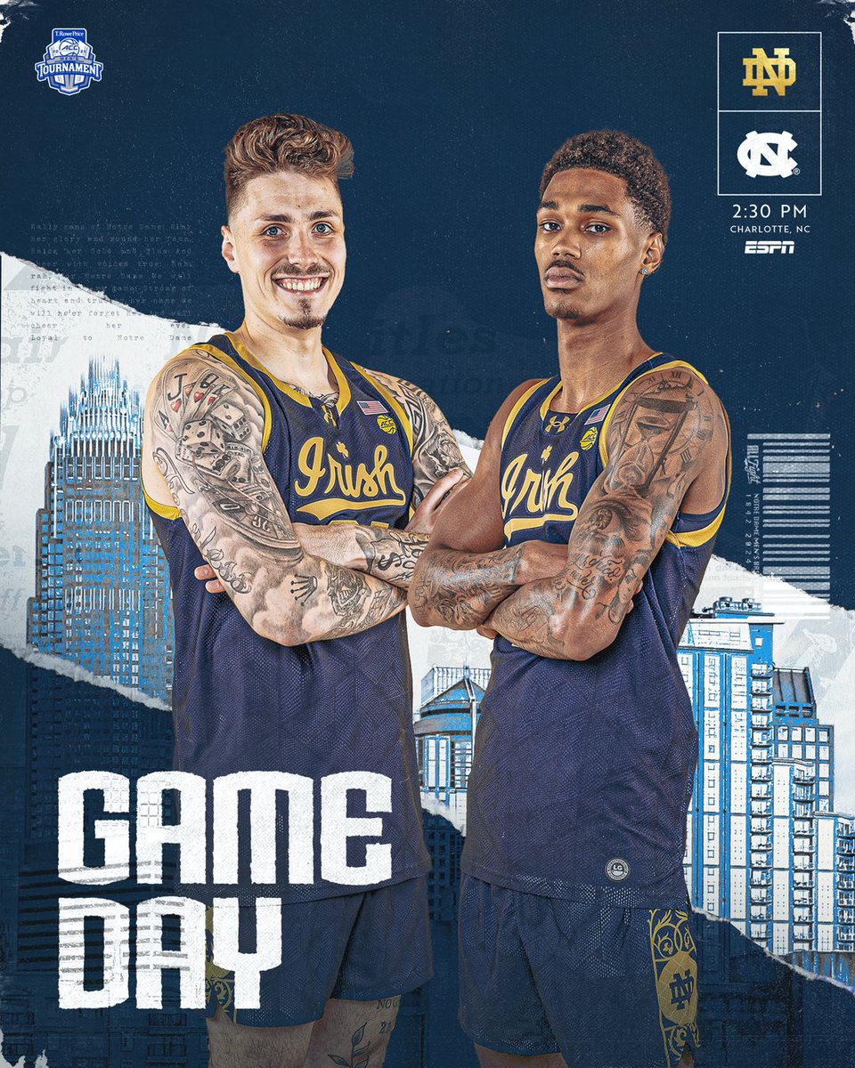Notre Dame Men's Basketball (@ndmbb) on Twitter photo round 2
🆚 UNC
🕑 2:30 PM
📍 Charlotte, North Carolina
📺 ESPN
📻 <a href="/NotreDameRadio/">The Notre Dame Radio Network</a>
#GoIrish☘️ round 2
🆚 UNC
🕑 2:30 PM
📍 Charlotte, North Carolina
📺 ESPN
📻 <a href="/NotreDameRadio/">The Notre Dame Radio Network</a>
#GoIrish☘️