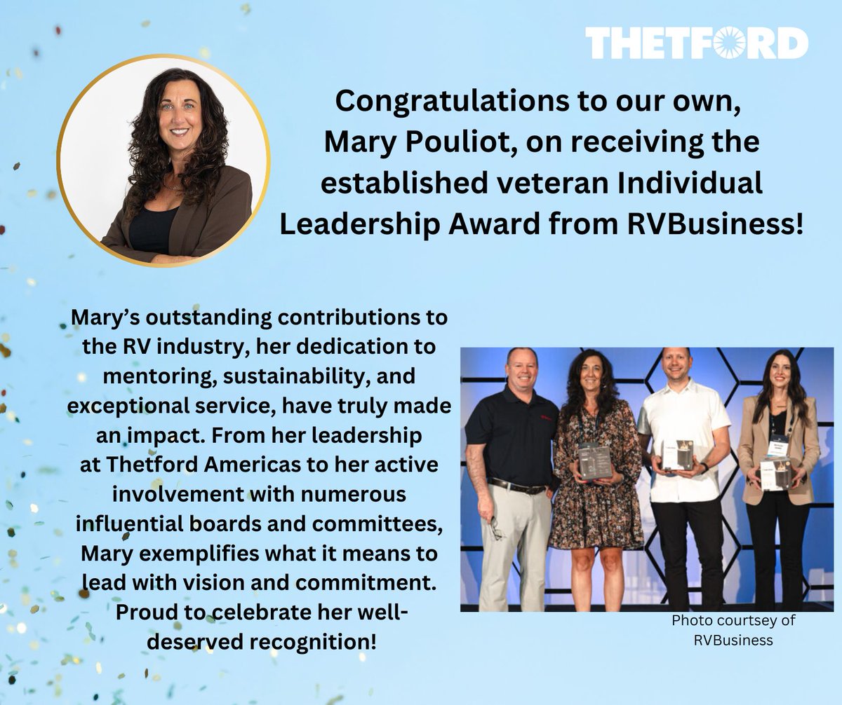 Last week at the RVIA Leadership Conference, Mary Pouliot was honored with RVBusiness Individual Leadership Award! 🌟👏 A well-deserved recognition for her outstanding contributions to the RV industry.
<a href="/RVBmagazine/">RVBusiness Magazine</a>