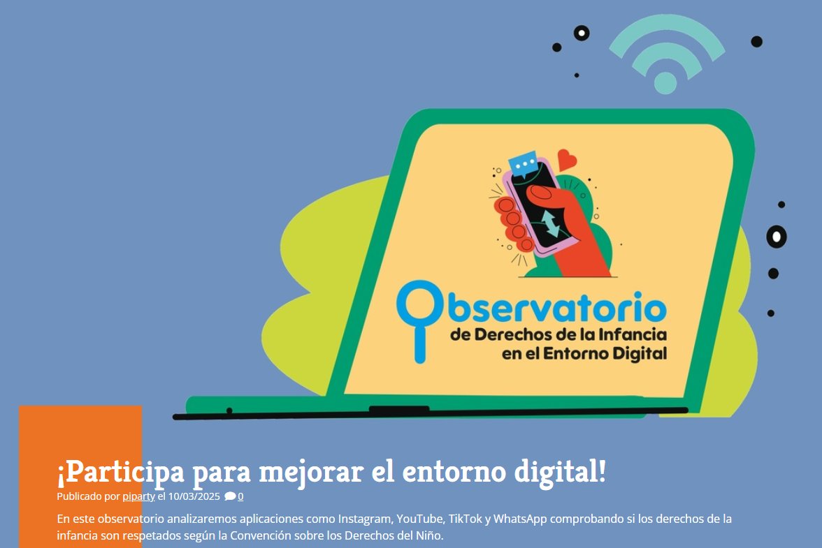 Cibercorresponsales (@ccorresponsales) on Twitter photo 📢 ¡Participa para mejorar el entorno digital!
¿Crees que Instagram, YouTube, TikTok y WhatsApp respetan los derechos de la infancia según la Convención sobre los Derechos del Niño?
Entra y opina ⬇️
cibercorresponsales.org/perfiles/didi2…
#SICspain4 <a href="/platdeinfancia/">Plataforma de Infancia</a> <a href="/PantallasAmigas/">PantallasAmigas</a> 📢 ¡Participa para mejorar el entorno digital!
¿Crees que Instagram, YouTube, TikTok y WhatsApp respetan los derechos de la infancia según la Convención sobre los Derechos del Niño?
Entra y opina ⬇️
cibercorresponsales.org/perfiles/didi2…
#SICspain4 <a href="/platdeinfancia/">Plataforma de Infancia</a> <a href="/PantallasAmigas/">PantallasAmigas</a>