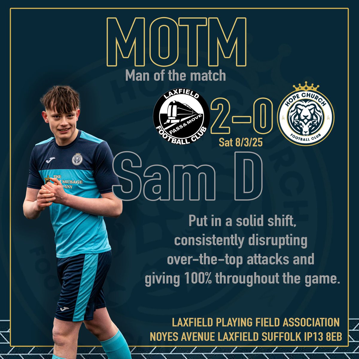 A tough defeat at the weekend but a particular commendation to Sam D who put in a stellar performance in the defence.

We now look ahead to our next fixture and hope to bounce back.