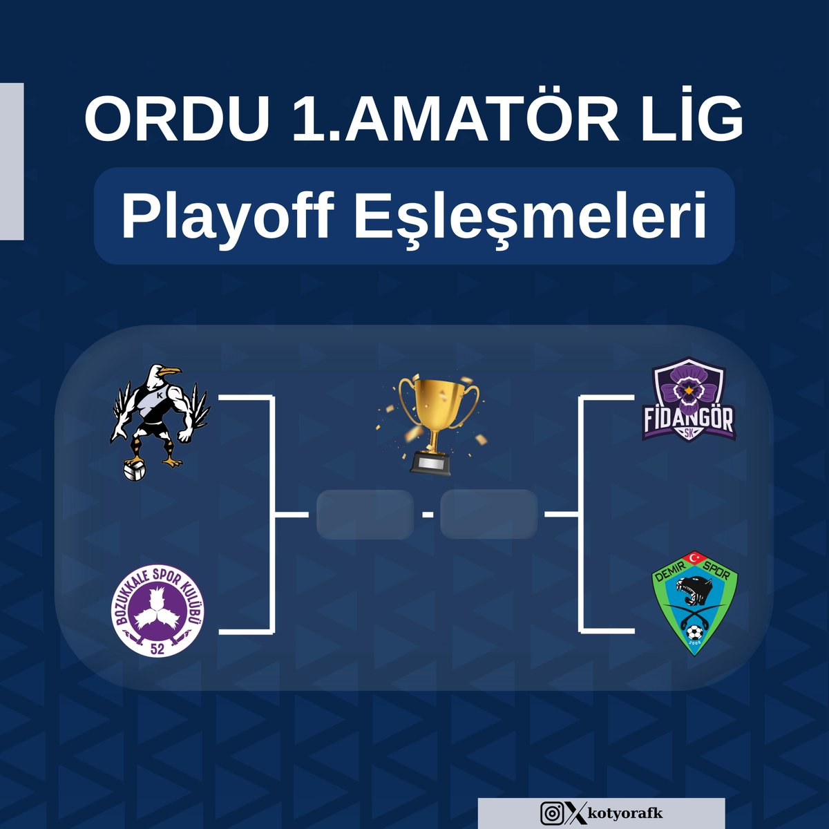 Çapraz eşleşme sonucu play-off yarı finalinde ki rakibimiz Akyazı Gençlikspor olurken, diğer yarı final eşleşmesinde Fidangör SK ve Demirspor karşı karşıya gelecek.
Bu iki maçın galibi final mücadelesine çıkacak ve Süper Amatöre çıkan takım belli olacak.