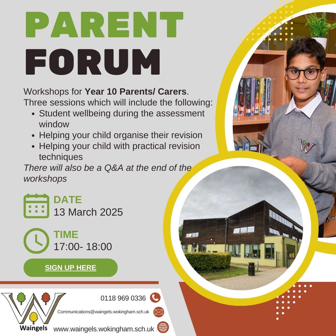 REMINDER- YEAR 10 PARENTS/ CARERS

Tomorrow is our Parent Forum. Please sign up here if you haven't already.. forms.office.com/Pages/Response…