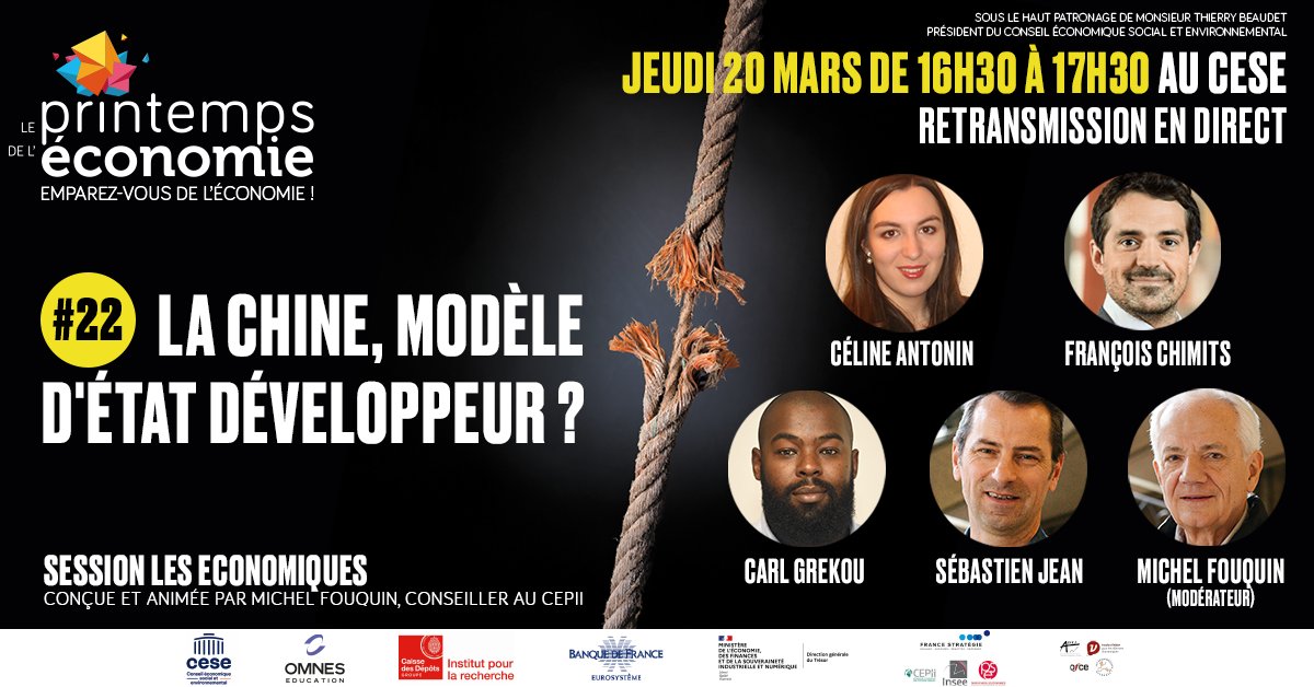 Le Printemps de l'économie (@printempsdeleco) on Twitter photo "La #Chine, modèle d'État développeur ?"
Une session <a href="/LesEconomiques/">Les Economiques</a>, conçue et animée par <a href="/FouquinMichel/">Michel Fouquin</a>, conseiller au <a href="/CEPII_Paris/">CEPII</a>. Avec Céline Antonin, économiste senior <a href="/ofceparis/">OFCE</a>, <a href="/ChimitsF/">Chimits Francois</a>, économiste <a href="/merics_eu/">MERICS</a> <a href="/CEPII_Paris/">CEPII</a>, Carl Grekou, économiste <a href="/CEPII_Paris/">CEPII</a>, "La #Chine, modèle d'État développeur ?"
Une session <a href="/LesEconomiques/">Les Economiques</a>, conçue et animée par <a href="/FouquinMichel/">Michel Fouquin</a>, conseiller au <a href="/CEPII_Paris/">CEPII</a>. Avec Céline Antonin, économiste senior <a href="/ofceparis/">OFCE</a>, <a href="/ChimitsF/">Chimits Francois</a>, économiste <a href="/merics_eu/">MERICS</a> <a href="/CEPII_Paris/">CEPII</a>, Carl Grekou, économiste <a href="/CEPII_Paris/">CEPII</a>,