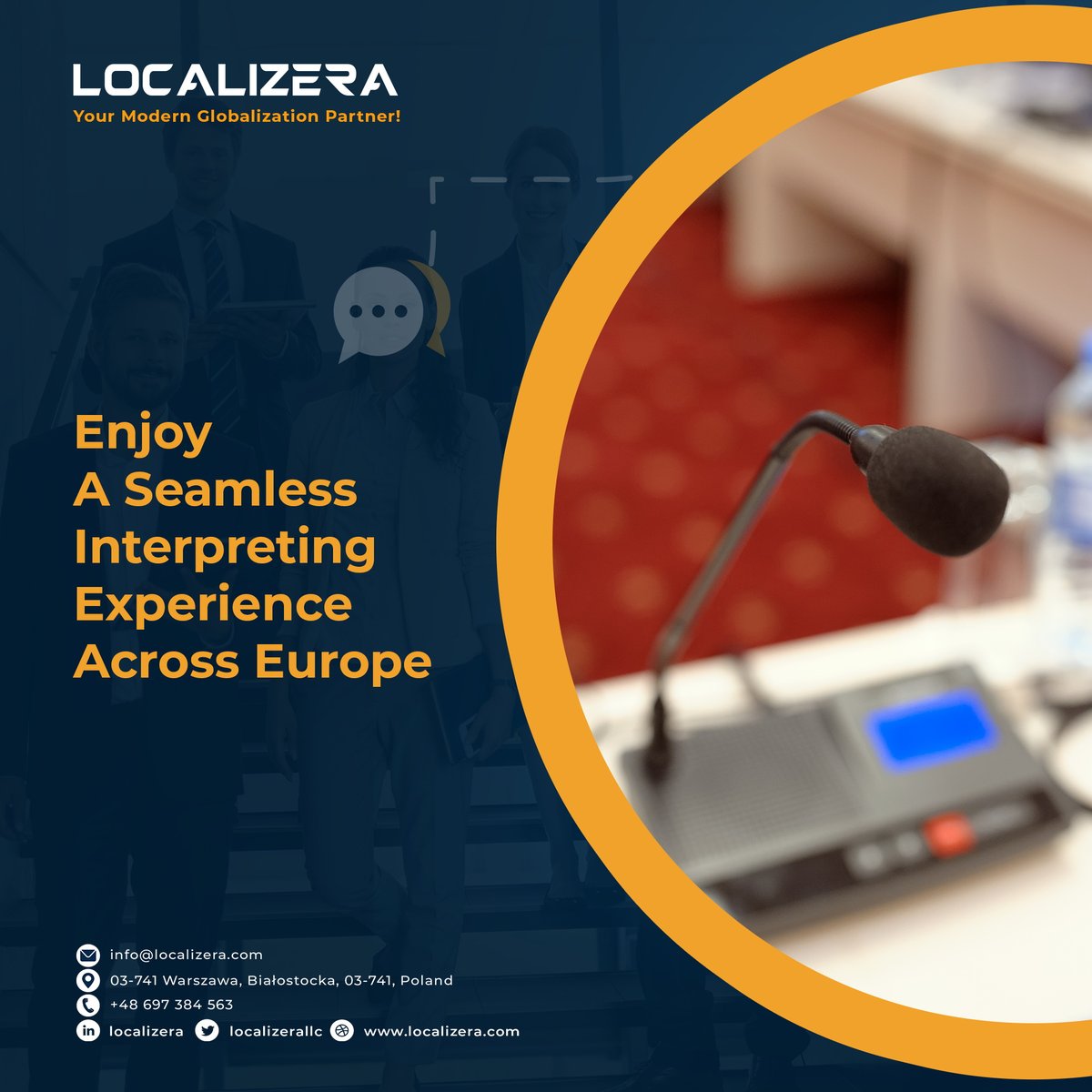 localizerallc's tweet image. 🎤 Connect effortlessly across Europe!
Localizera offers expert interpreters for 25+ European languages.
💬 Let’s make communication seamless—contact us today! 
localizera.com/european-inter… 
#InterpreterServices #Localizera