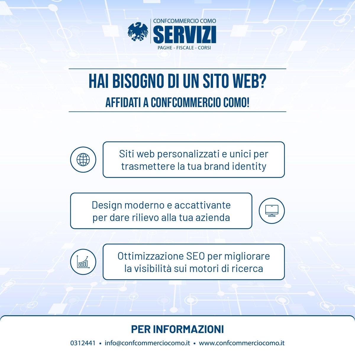 🚀 Alla ricerca del sito web perfetto per il tuo business?

Confcommercio Como ti supporta nella realizzazione di siti professionali e di alta qualità!

👉 Iscriviti: buff.ly/49DmmiJ

📞 Per più informazioni: 0312441 – servizi.informatici@confcommerciocomo.it