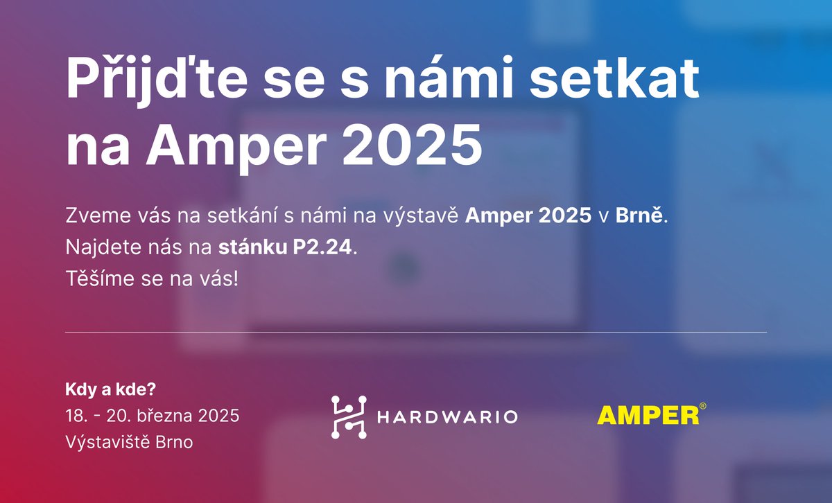 hardwario_cz's tweet photo. 📢 HARDWARIO na AMPER 2025! 
Najdete nás na stánku P2.24 jako součást Elektrotechnické asociace České republiky. 

Objevte CHESTER, STICKER, CHESTER-U1 a revoluční ENEROOO!
➡️ Těšíme se na vás!

#AMPER2025 #HARDWARIO #IoT https://t.co/NNy7E1WulL