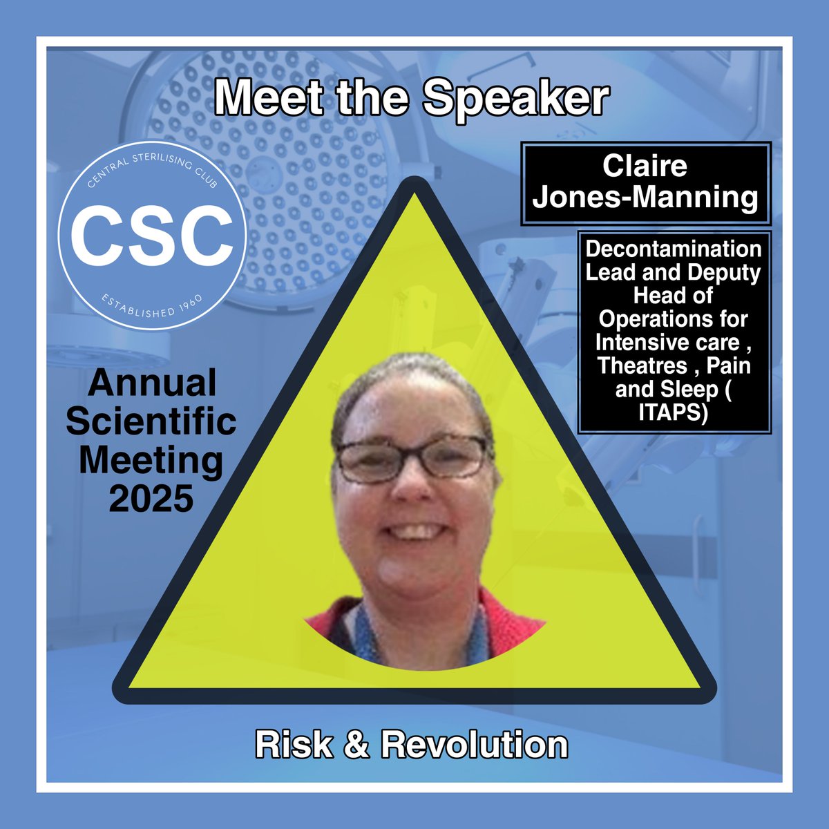 Speaker 2 for day 1, sharing insights in to the challenges in Theatre  and how those impact Sterile Services is Claire Jones-Manning, who will be joined by her Theatre Productivity Clinical Lead colleague, Rebecca Peach. See the event programme here buff.ly/VFx8nzu