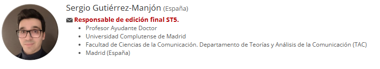 𝐒𝐞𝐫𝐠𝐢𝐨 𝐆𝐮𝐭𝐢é𝐫𝐫𝐞𝐳-Manjón (@serguma_) on Twitter photo ¡Ahora formo parte del equipo editorial de <a href="/icono14/">Scientific Journal ICONO 14</a>! Soy responsable de edición final de la Sección Temática: #Publicidad, #comunicación corporativa y tecnologías emergentes. Espero poder contribuir a la difusión del conocimiento aportando valor a la comunidad científica. ¡Ahora formo parte del equipo editorial de <a href="/icono14/">Scientific Journal ICONO 14</a>! Soy responsable de edición final de la Sección Temática: #Publicidad, #comunicación corporativa y tecnologías emergentes. Espero poder contribuir a la difusión del conocimiento aportando valor a la comunidad científica.