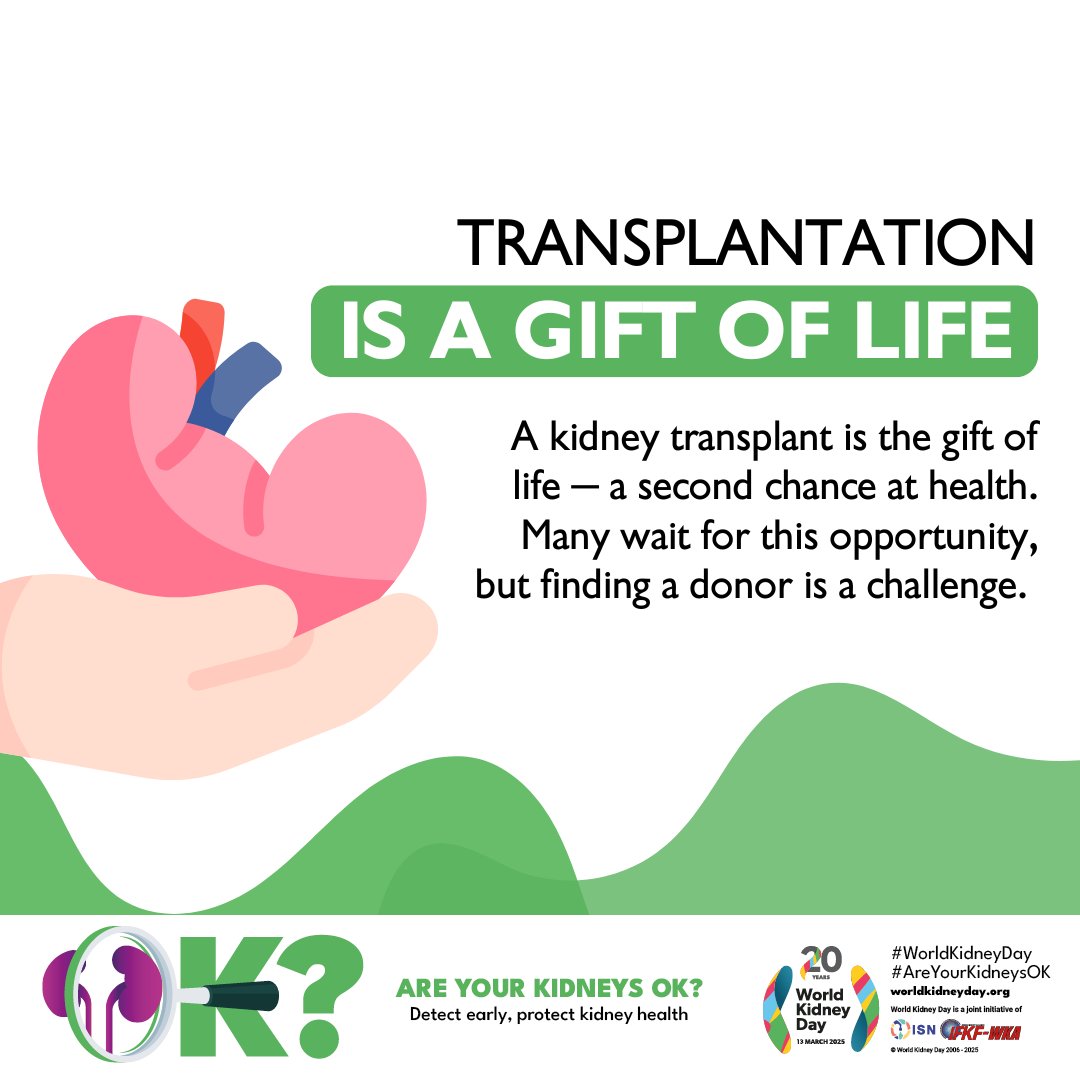 A #KidneyTransplant offers the ultimate gift: a chance at a renewed and healthier life. Many individuals await this life-saving procedure, yet finding a suitable donor remains a challenge. 

Consider becoming a donor to transform lives and provide hope to those in need.