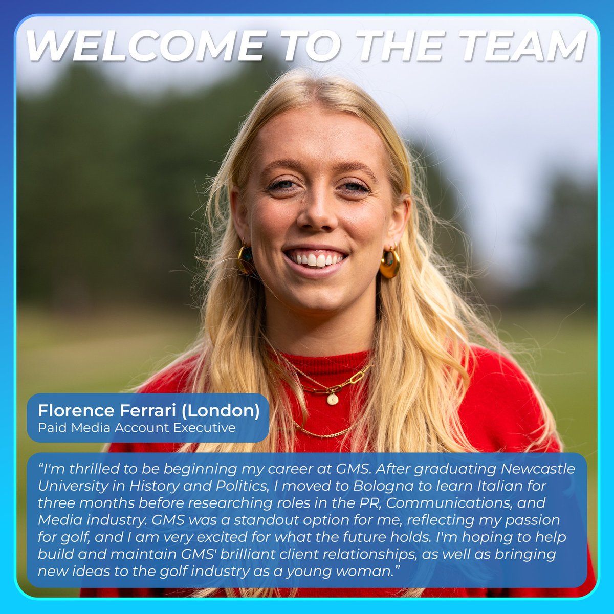 We’re delighted to introduce Florence Ferrari (Flo) as our new Paid Media Account Executive, based in our London office.

Please join us in welcoming Flo to the team and wishing her every success in her new role as part of Chris O'Hagan's Commercial Partnerships team.