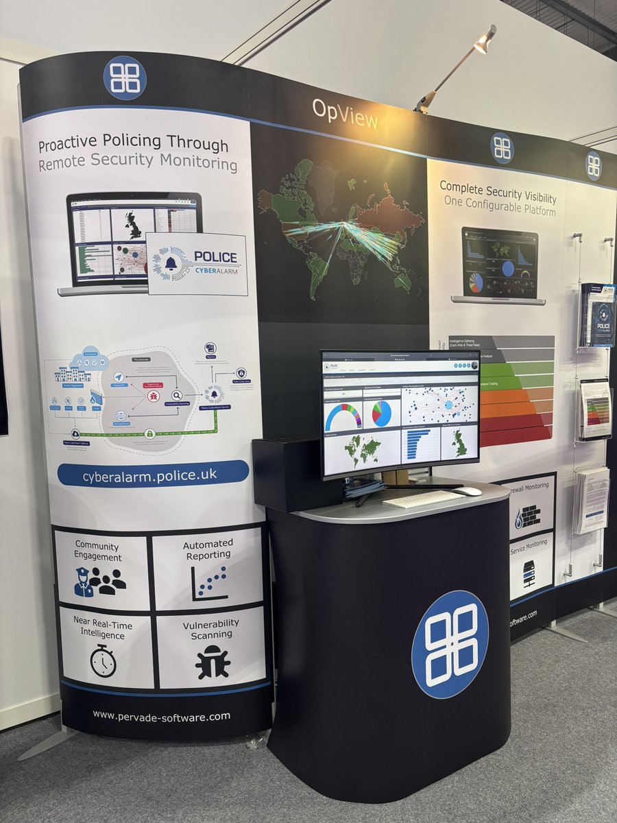 PervadeSoftware's tweet image. It’s demo time! 

Come and see @PolCyberAlarm in action and the technology helping thousands of UK Organisations achieve #CyberEssentials.

We are at Stand C126 opposite the Spotlight Stage. 

#SecurityandPolicing #CyberSecurity #OpView #OpAudit