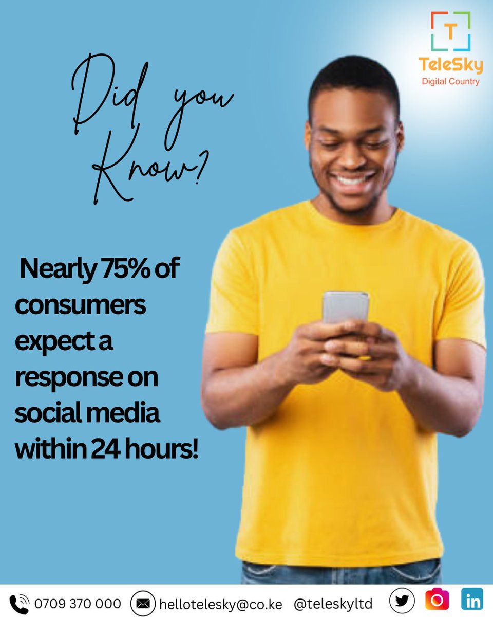 TeleSkyLtd's tweet image. ⏳ Speed matters! Nearly 75% of consumers expect a response within 24 hours—slow replies can cost you business. 💨 Stay ahead with fast, friendly, and professional social media support! 💬⚡

#BPOExcellence #SocialMediaCX #FastResponse