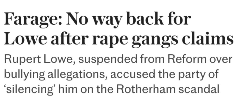 As a survivor of child rape and the woman who exposed the Rotherham child rape scandal, I would like to personally and publicly thank MP Rupert Lowe for continuing to support me and for highlighting this issue. May it continue! <a href="/RupertLowe10/">Rupert Lowe MP</a>