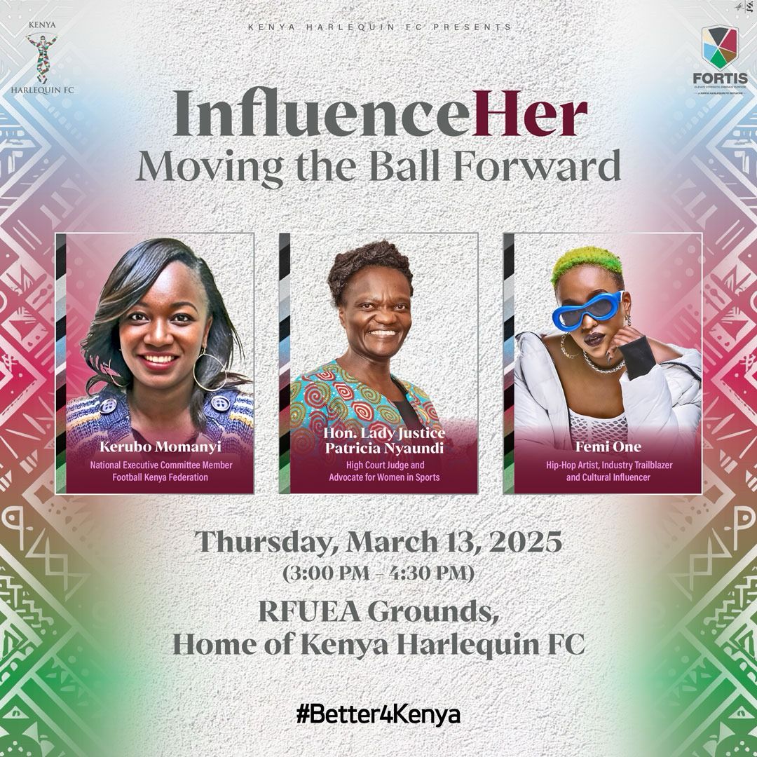 Join Patricia Nyaundi, Femi One and Kerubo Momanyi for a conversation on breaking barriers and influencing spaces. As part of Fortis, Kenya Harlequin player welfare program, this session is open to all sports women and their allies.
#nunquamdormio | #quinsculture | #sss | #coyq
