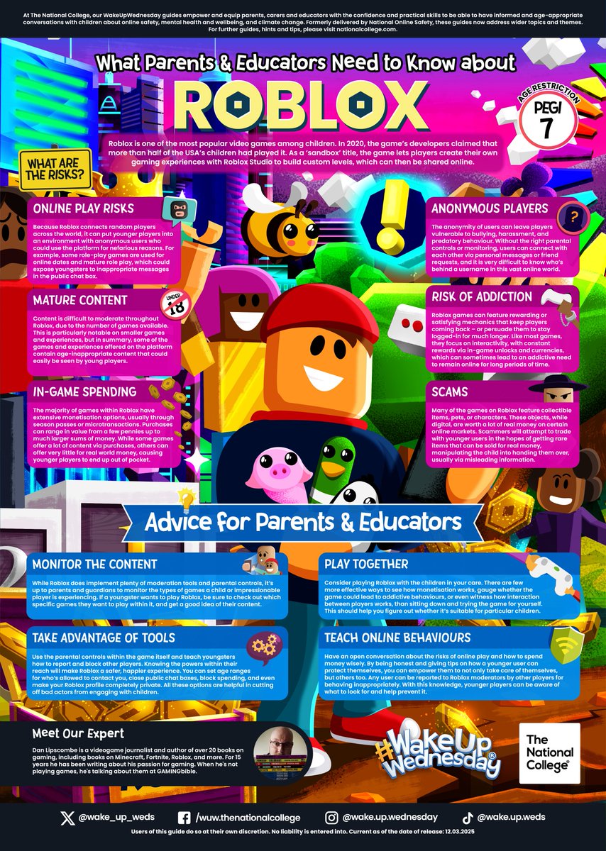 Whilst they can be a great way for friends to socialise, online games like Roblox that allow multiplayer gameplay with strangers are always fraught with a variety of dangers that can expose children to inappropriate or harmful content. #WakeUpWednesday <a href="/RedhillTrust/">Redhill Academy Trust</a>