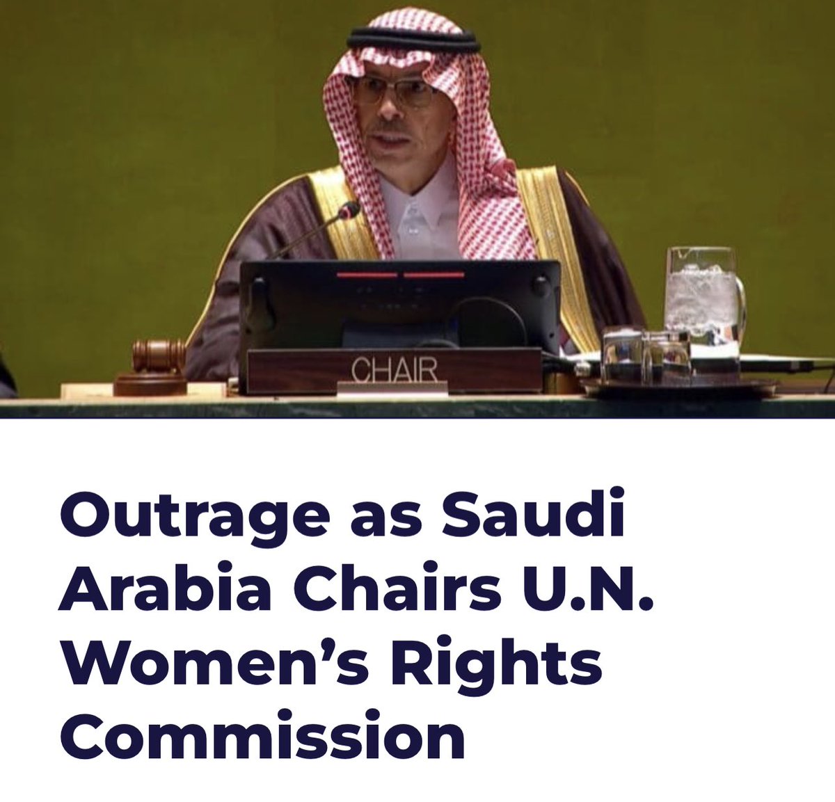 Under Islamic laws Women are not considered human beings, but property.

How come the UN elects an Islamic state as a watchdog of women’s rights? 

Read more: unwatch.org/outrage-as-sau…