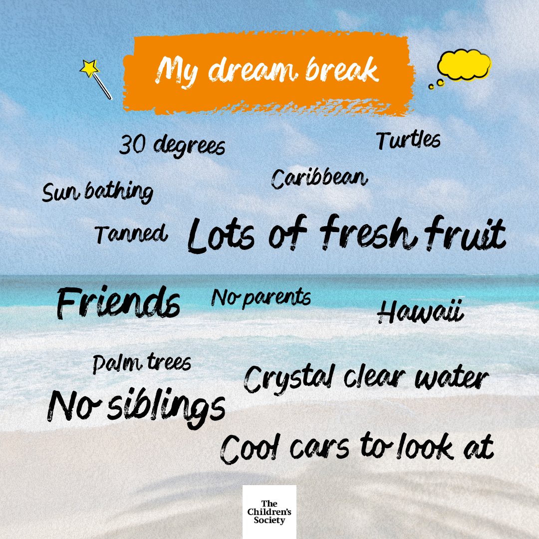 Young carers deserve to have fun, unwind and try new things. They deserve a break.   

For #YoungCarersActionDay, we asked some young carers what their dream break would look like. This is what they said 👇