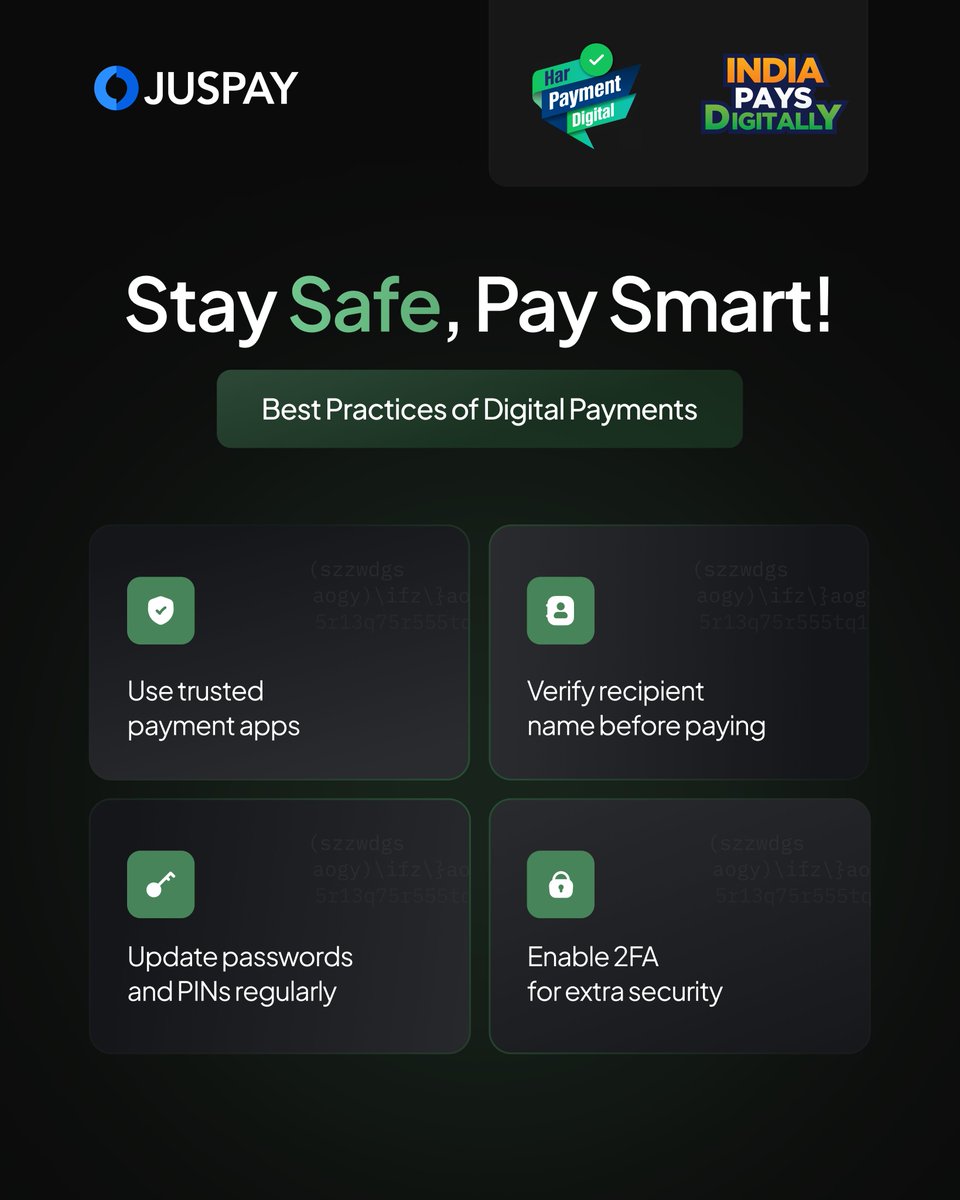 🚀 Digital payments have made transactions simpler and more convenient than ever. As adoption grows, following these best practices helps keep your transactions safe and secure:

✅ Register your mobile number and email with your bank for instant alerts 📱📧
✅ Use trusted and
