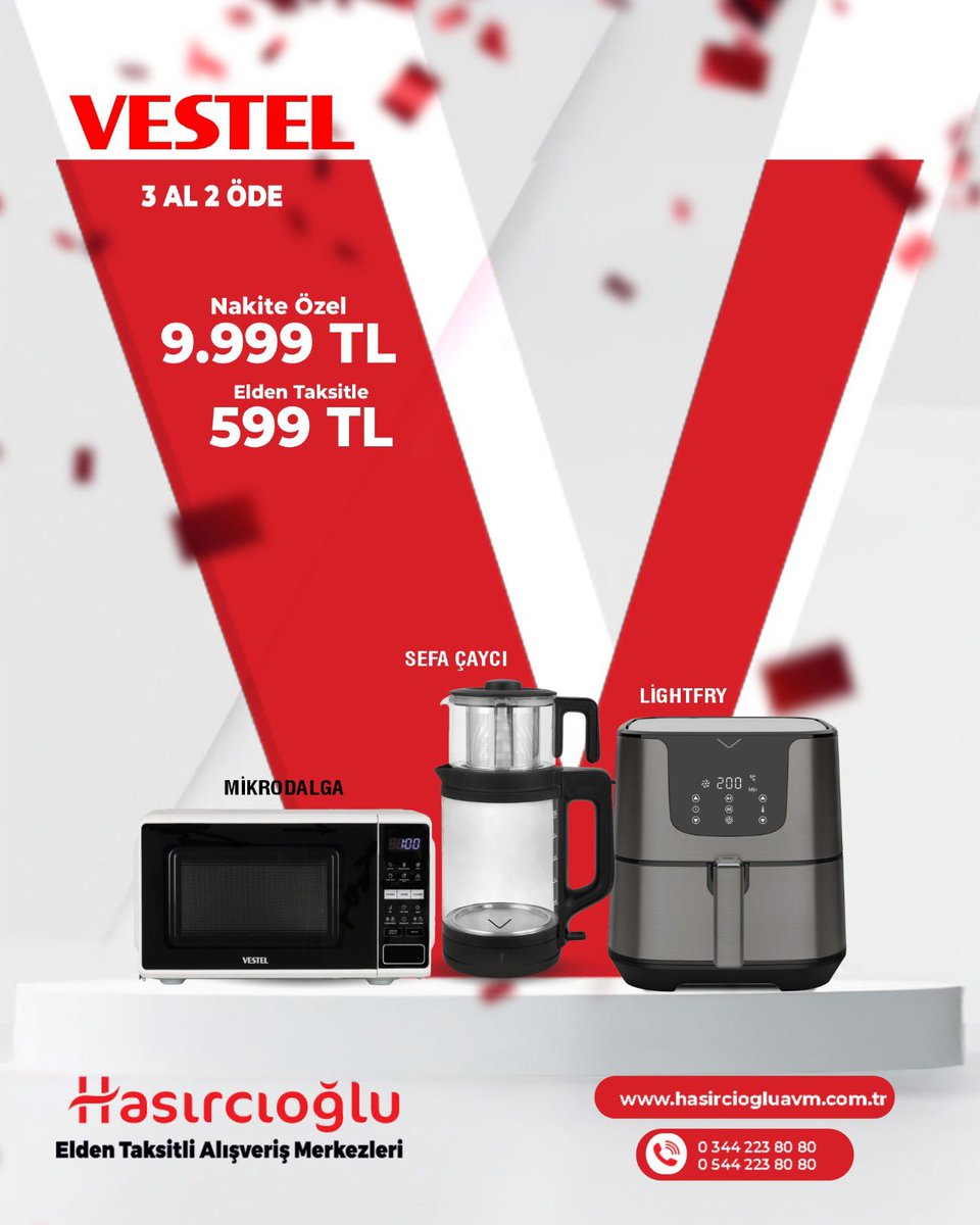📢 Hasırcıoğlu AVM’de Vestel İndirim Fırtınası Başladı! ⚡️En sevilen Vestel ürünleri şimdi büyük indirimlerle sizleri bekliyor! 🏠📺 Beyaz eşyadan televizyona, küçük ev aletlerinden teknolojik ürünlere kadar kaçırılmayacak fırsatlar mağazalarımızda!
📞 03442238080
📞 05442238080