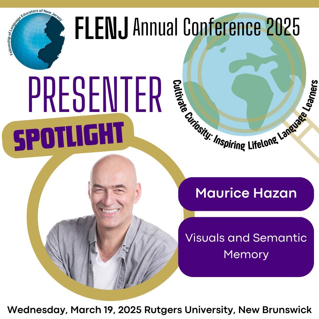 ONE MORE WEEK UNTIL #AC25!! Our final presenter spotlight is Maurice Hazan and his session "Visuals and Semantic Memory," where participants will learn his groundbreaking language learning approach that is used by learners of all ages! Wow! See you in a week!! 😎