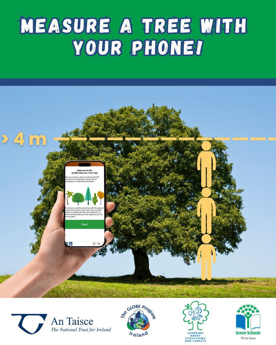 Measure a tree on your phone and help Ireland build a national tree map!

Join us for a really unique nationwide citizen science collaboration between <a href="/AnTaisce/">An Taisce</a>, @globe_ireland, @leafireland, @greenschoolsire, @epaireland and @nasaearth. This data helps us learn more about