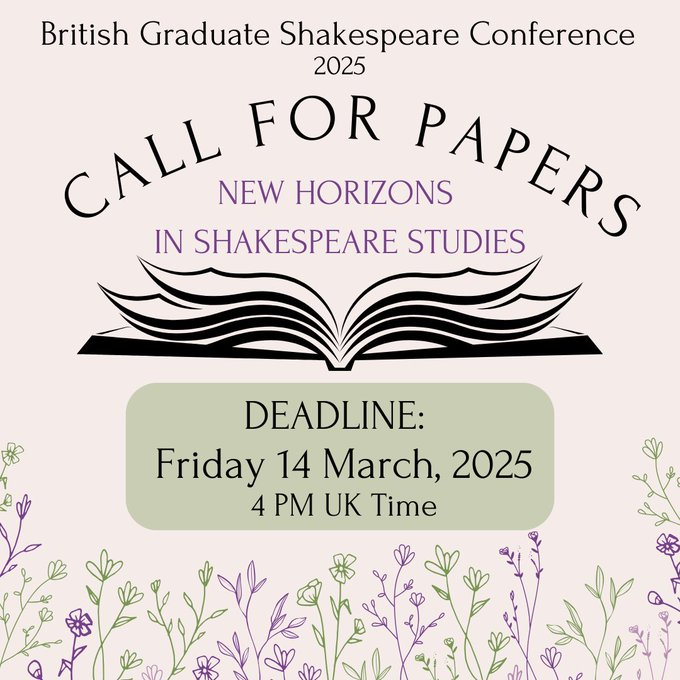 BritGrad - Call for Papers Deadline 14th March. 

Submit your abstract and join us for our Shakespeare and Early Modern conference in Stratford-upon-Avon this June!

britgrad.com/2025-call-for-… 
britgrad.com